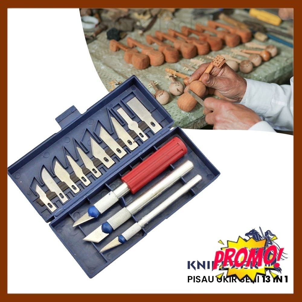

Set Pisau Ukir Seni 13 in 1 Crafting Art Knife with 3 Handle - Worktools
