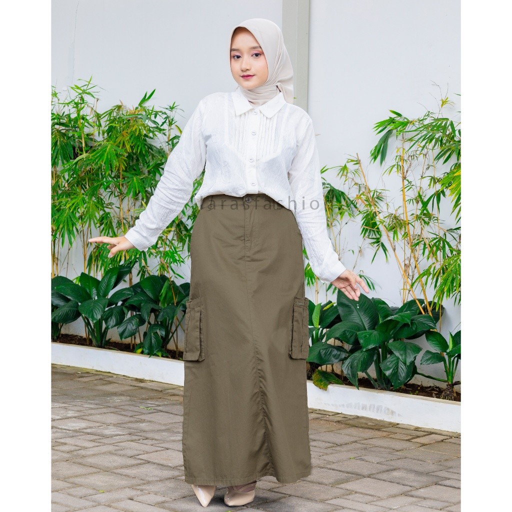 Mistiten - Rok Cargo Pinggang Karet Khaky Misti10