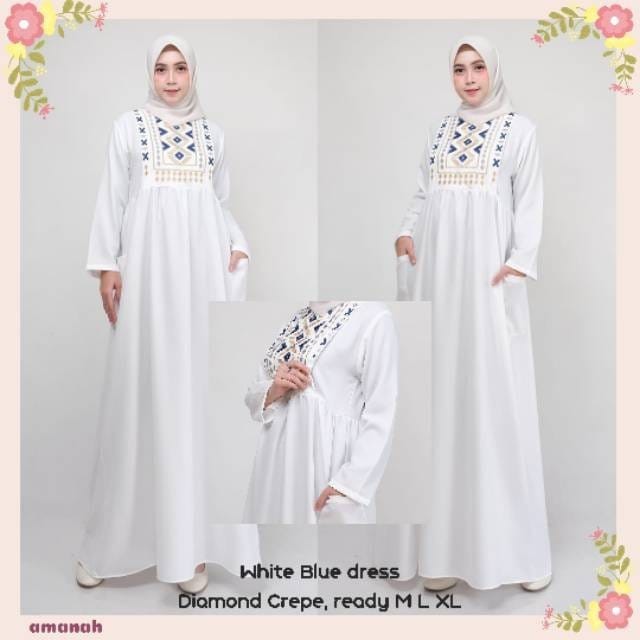 Gamis Lebaran Murah /Shaima Dress Wanita Gamis Putih Gamis Terbaru 2021 Gamis Wanit - Putih, XXL