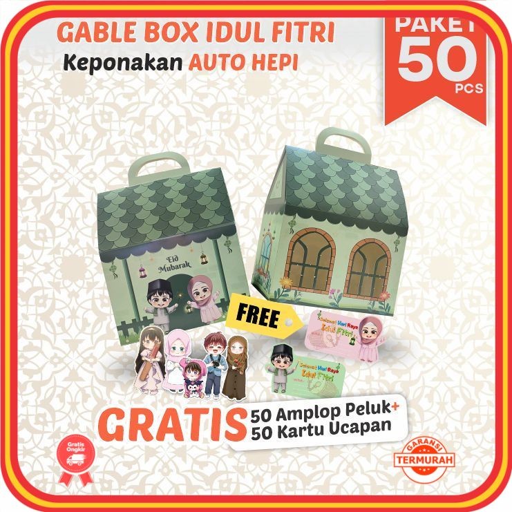 

Hampers Murah Anniversary Wedding Keren Unik Lucu / 50 pcs Gable Box Hampers Lebaran Idul Fitri Anak Ponakan – Motif Rumah