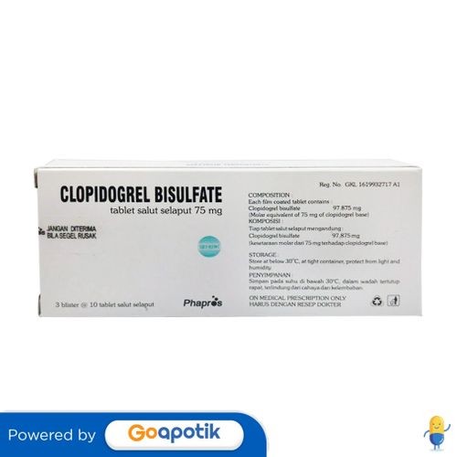 Clopidogrel Bisulfate Phapros 75 Mg Box 30 Tablet