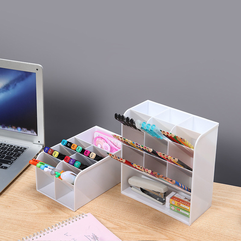 

9/13Grids Creative Oblique Insert Pen Holder Student Desktop Pen Bucket Storage Box Stationery Organizer Office Pen Holder