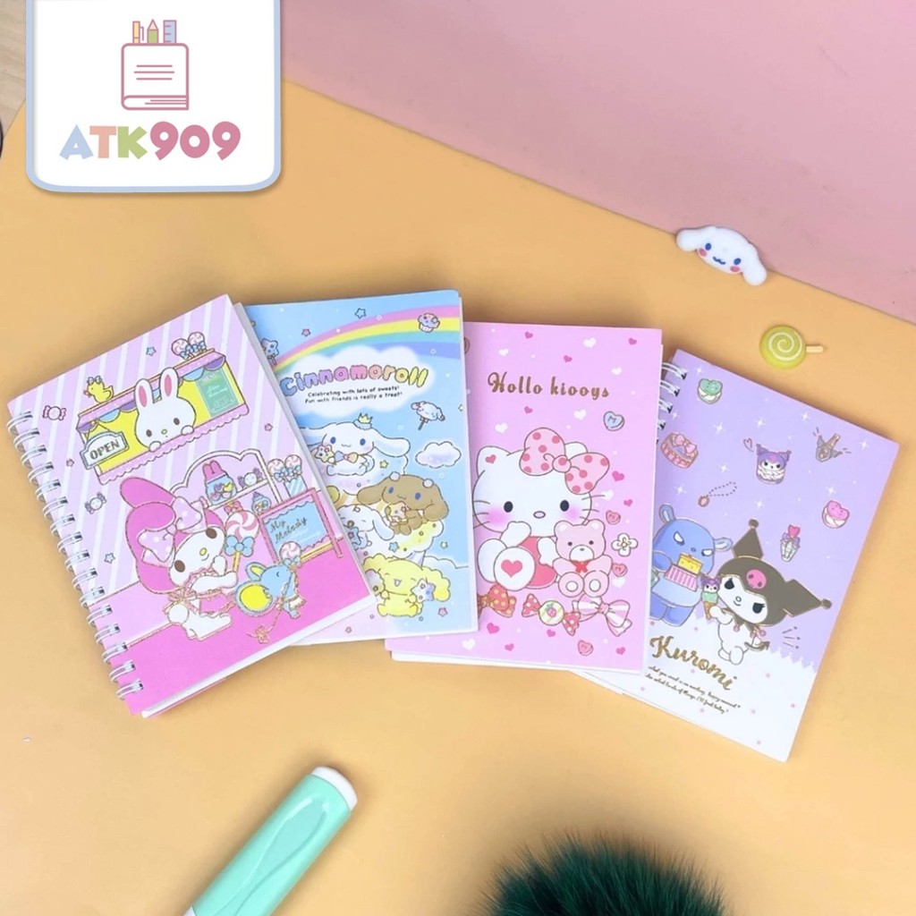 

ATK909 A6 Notebook Small Sanrio Friends Ring Notebook Journal Notebook Buku Tulis Mini Binder Diary