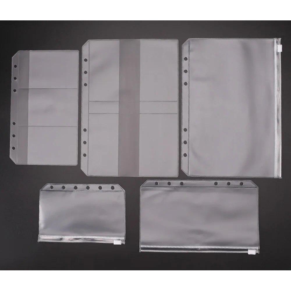

Transparent PVC Storage Card Holder For A5 Personal A7 Binder Rings Notebook 6 Hole Zipper Bag Pouch Diary Planner Accessories