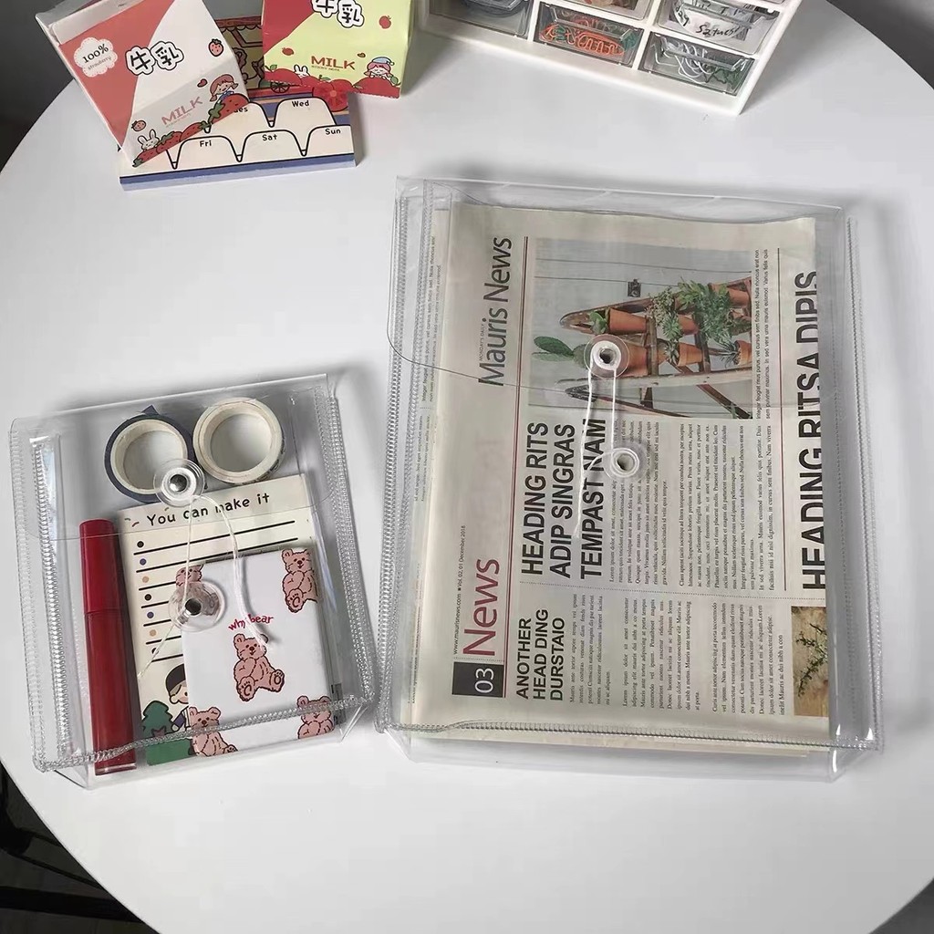

INS Transparent File Bag A4 Envelopes Plastic Folders Pocket File Pouch Folders for Office School Clear Folders B5 Storage Bag
