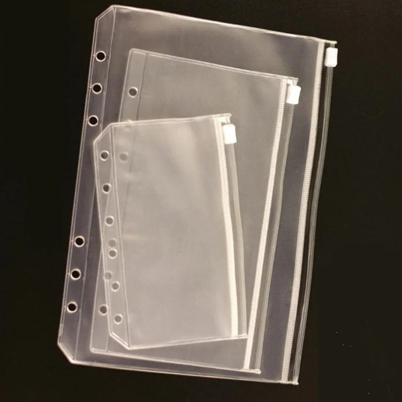 

5Pcs A6 Binder File Holder Transparent A7 PVC Loose Leaf Budget Binder Zipper Pouch Filing Organizer Kids School Supplies
