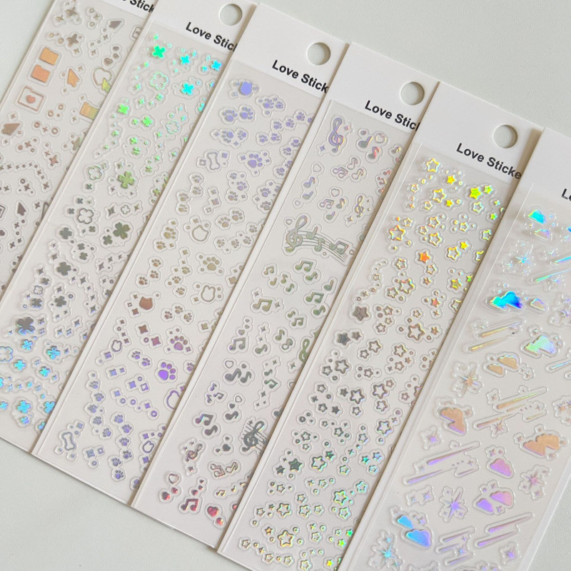 

Korea Hot Silver Musical Stars Embellishment Gradient Laser Sticker Diy PVC Material Scrapbooking Decorative Stickers Stationery