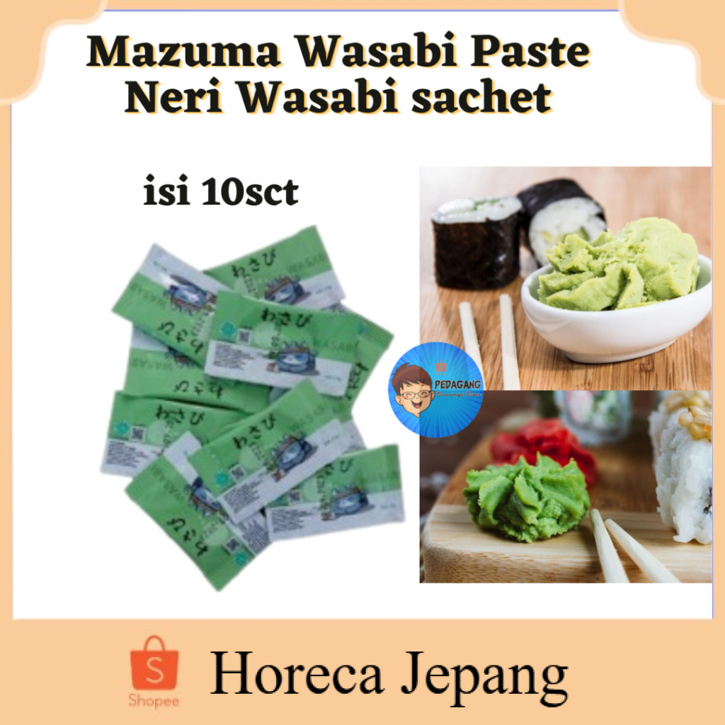 

Mazuma Wasabi Paste Neri Wasabi 10 sachet / Wasabi Sachetan isi 10 sachet/ Wasabi HALAL MUI/ WASABI