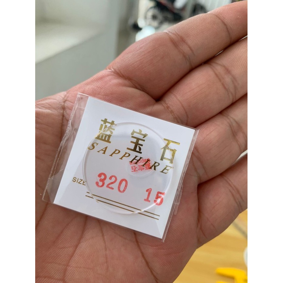 Kaca jam tangan original sapphire tebal 1,5mm ukuran lengakap - bening 1,5mm, 285