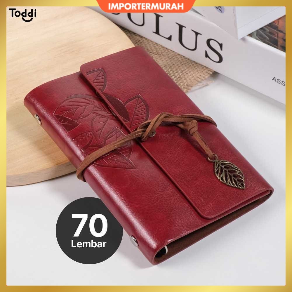 

Toddi PHANTACI Buku Catatan Binder Kulit Retro Leaf Kertas B7 - BSD666
