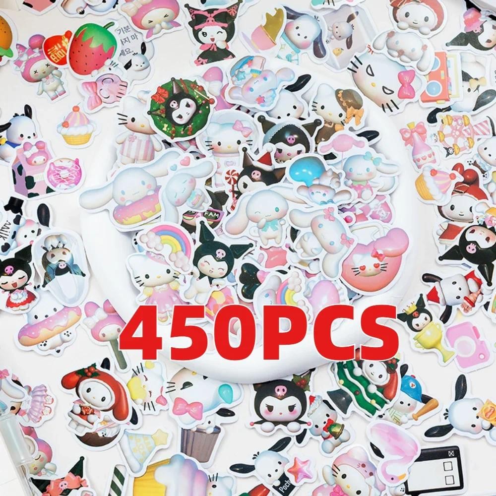 

50/100/450PCS Kawaii 3D Sanrio Sticker Cinnamon My Melody Kuromi HelloKitty Pochacco Stickers Stationery Diary Cute Cartoon Toy
