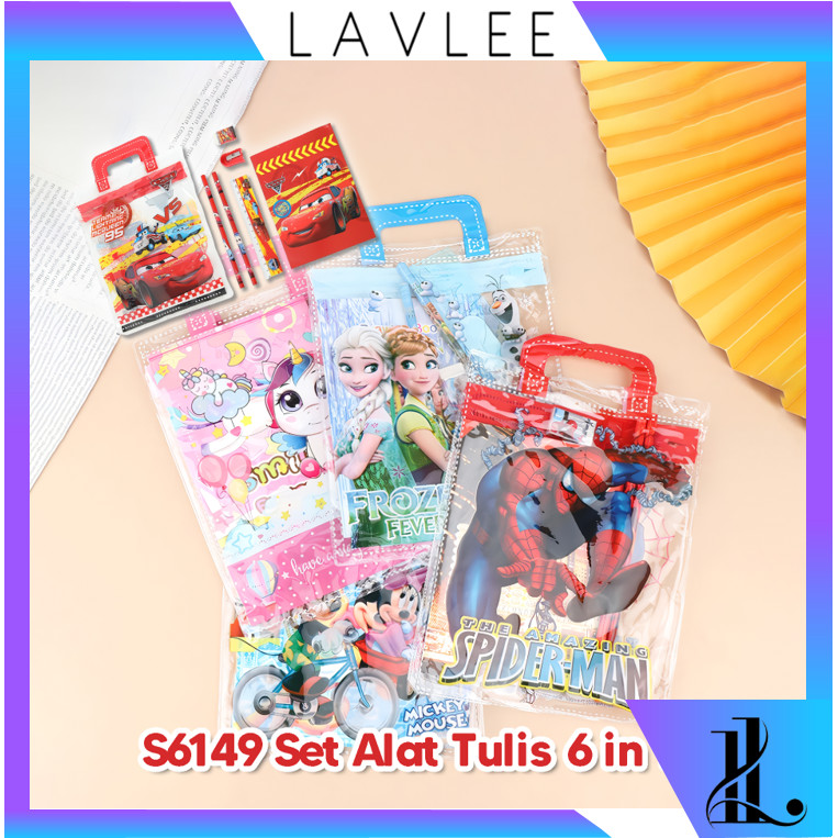 

LAVLEE - S6149 Set Alat Tulis 6 in 1 / Stationery Set Motif Karakter / Hampers Souvenir Birthday Anak / Set Mini Pouch Bag Karakter