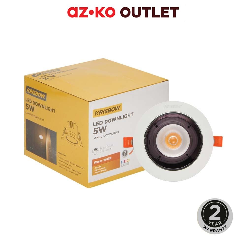 Krisbow Lampu Downlight Led Adjustable 5 watt Warm White Tm Lampu Sorot Ceiling Light Peralatan Elek