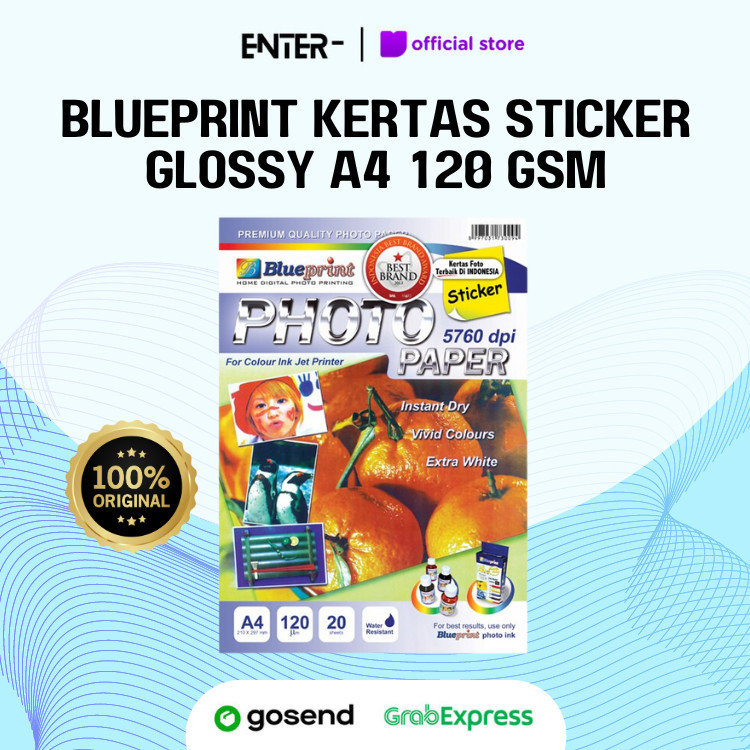 

KERTAS STICKER GLOSSY BLUEPRINT A4 120gsm JERUK