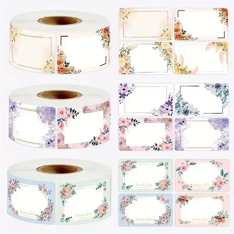 

250pcs Flower Label Sticker Self Adhesive Labels Jam Jar Labels Writable Decorative Sticker Flower Seal Sticker for Gift Bags