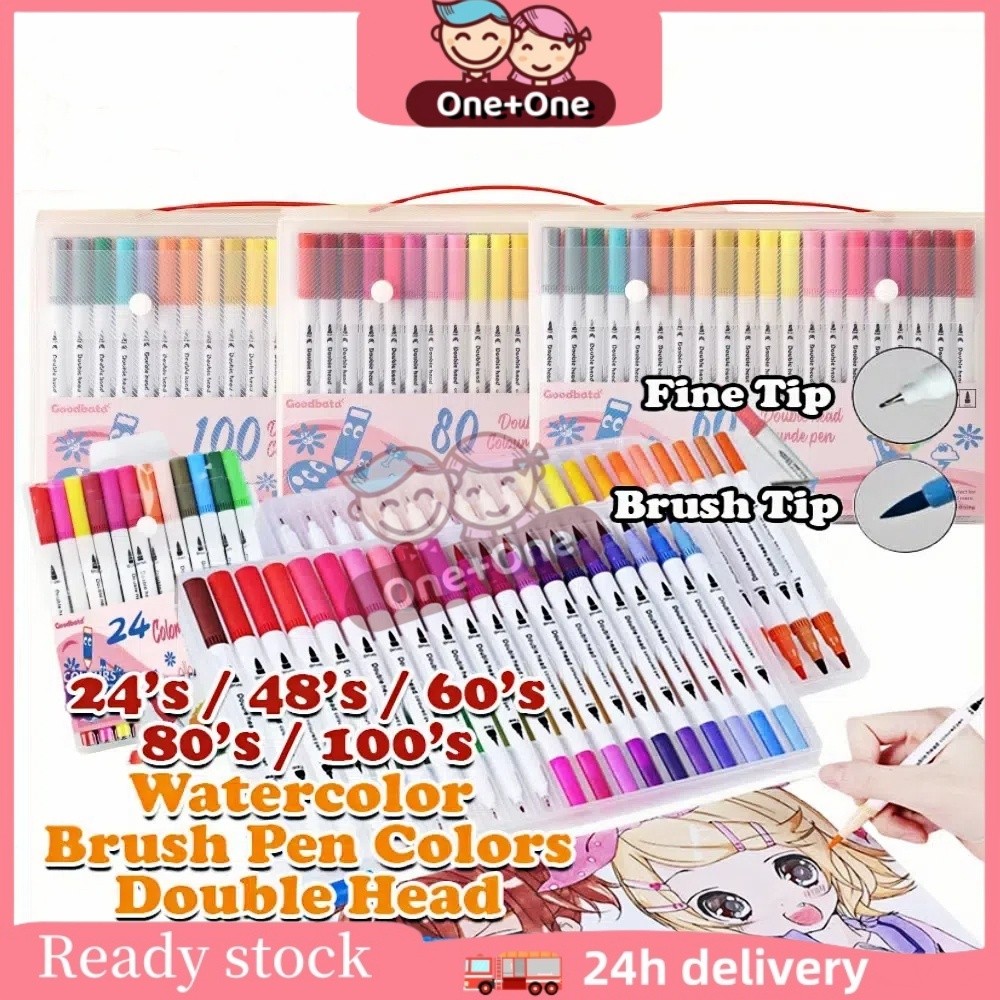 

【COD】Babyclub 36/60/80/100/120 Spidol Warna Set Brush Pen Double Tip Drawing Pen Dual Tip Pulpen Sikat