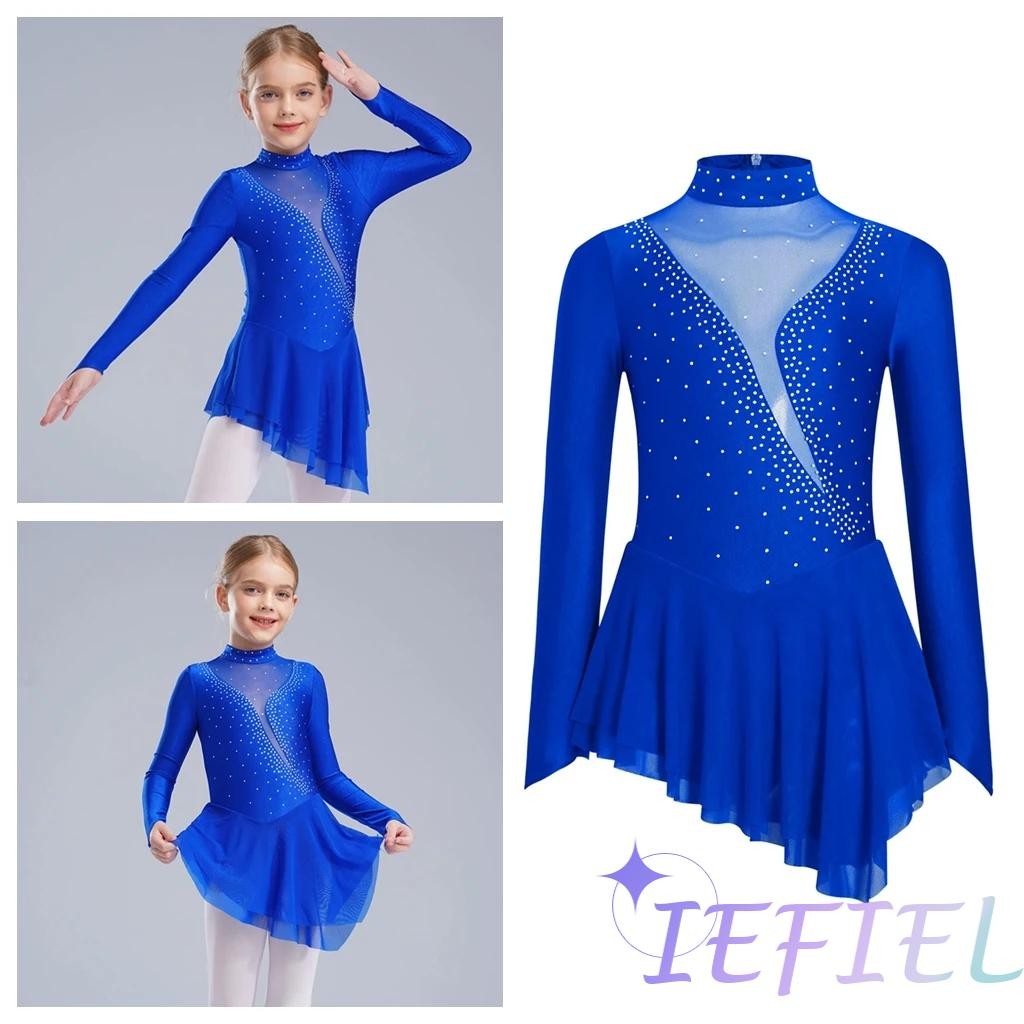 Girls Figure Ice Skating Ballet Dress Stage Lyrical Dance Costume Tutu Skirted Gymnastics Leotards R