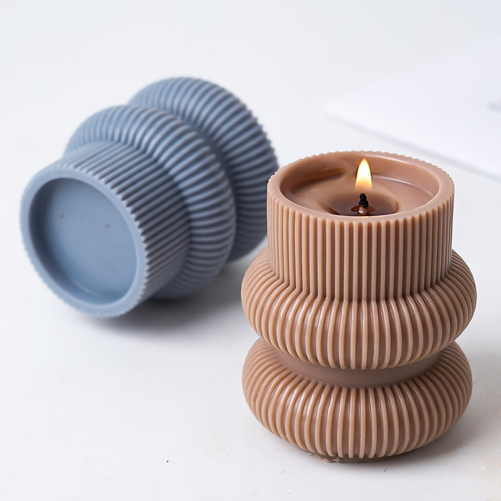 

3D Geometric Stripe Silicone Candle Mold Dinner Decor Crafts Making DIY Soap Plaster Resin Candlestick Molds Home Decor Art Gift