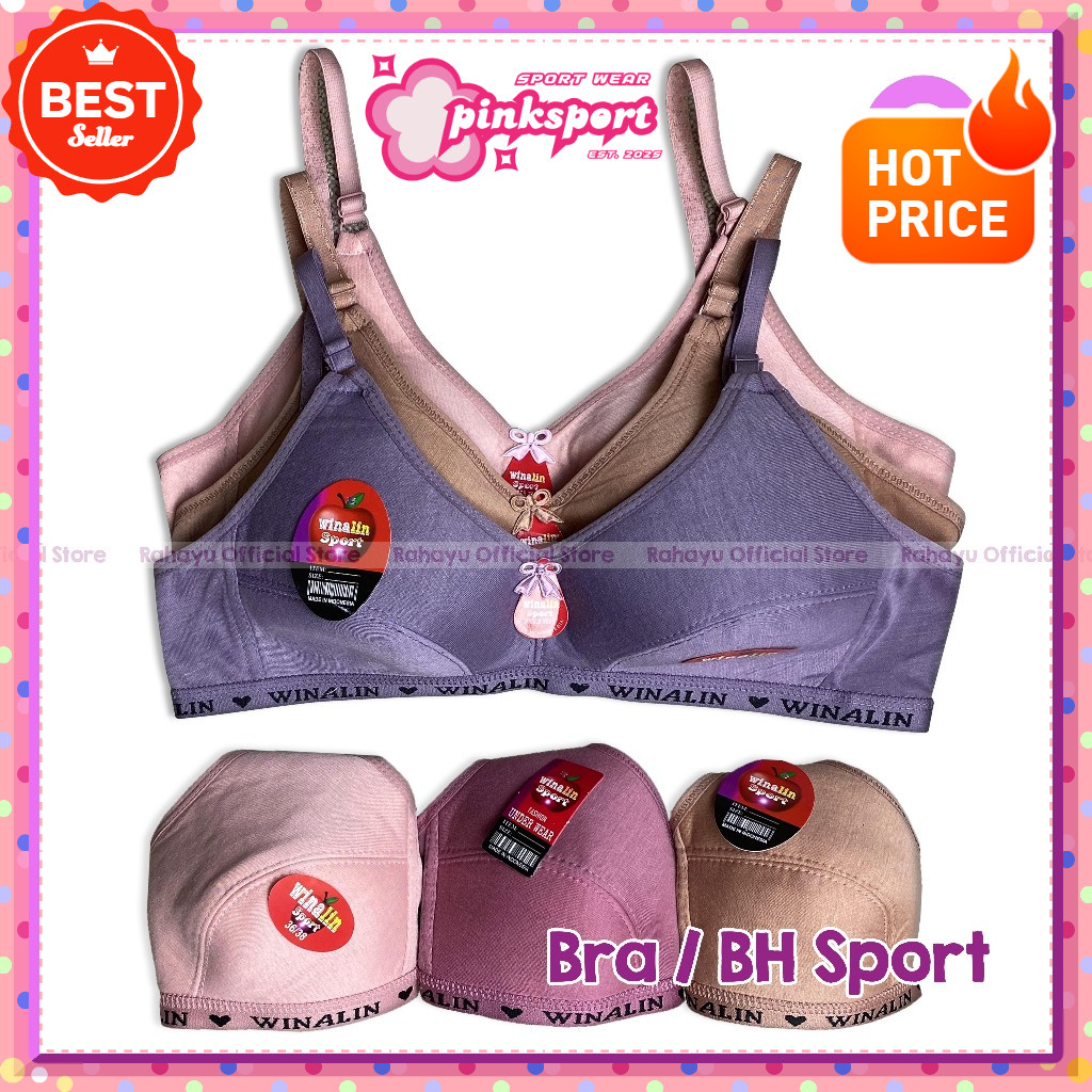 Pink Sport / Bra Winalin Isi 3pcs / BH Winalin / Bra Sport Winalin / BH Sport Winalin Bahan Katun