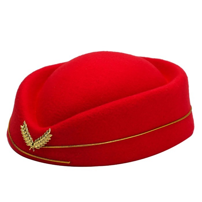 Topi Pramugari Wanita Tiga Warna Polos Tebal Premium Topi Seragam Aksesoris Pesta - Merah