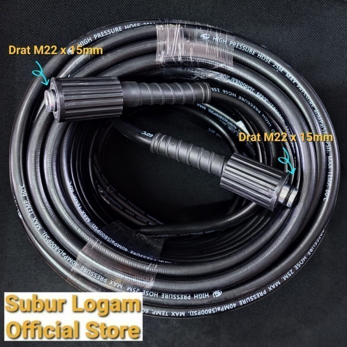 AG45 (Selang Warna Hitam) 25 Meter Jet Cleaner M22 x M22
