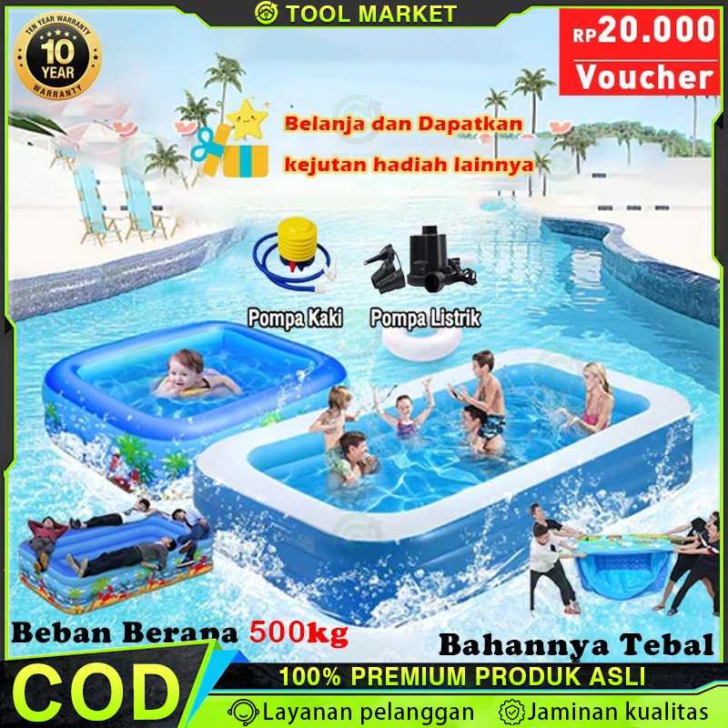 【Beli Satu Dan Dapatkan Tiga Belas】Kolam Renang Keluarga Tiup Besar Mainan Kolam Kolam Renang Anak D