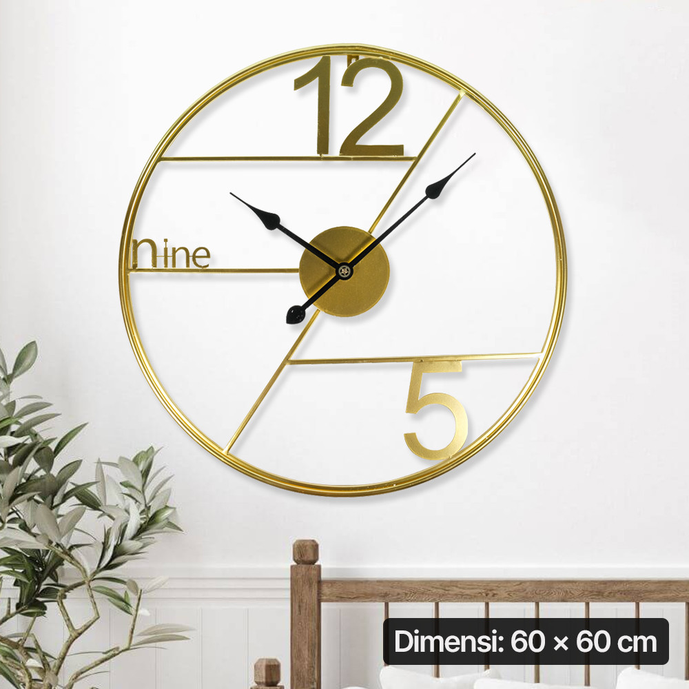 Jam Dinding Besi Artistic Modern UKURAN BESAR MEWAH ELEGAN  Clock Silent Movement 60cm