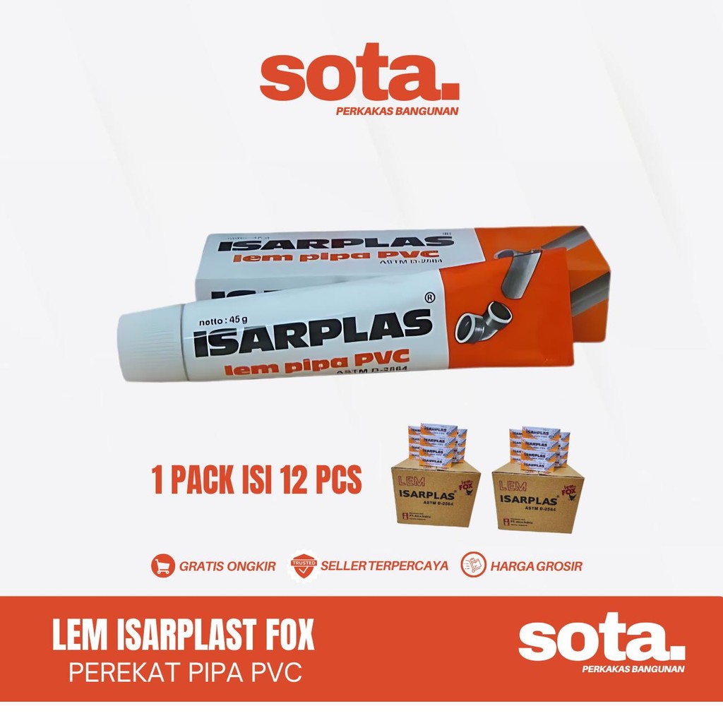 

Lem Pipa Isarplast Fox Tube Isi 40 gram / Pipa Paralon PVC (1 Lusin 12 PCS)