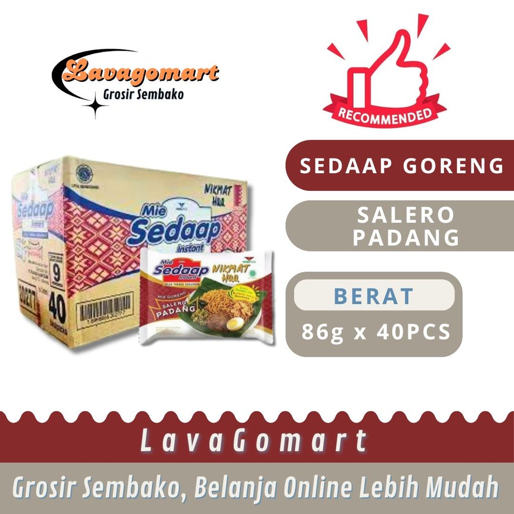 

SEDAAP MIE GORENG SALERO PADANG 86g - 1 DUS - LAVAGOMART - BANDUNG
