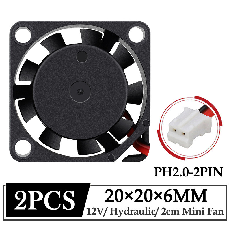 2Pcs Gdstime 12V 20MM Fan 20x20x6MM Laptop Ultrathin DC Brushless Cooler Fan 2cm 2006 Handheld Proje