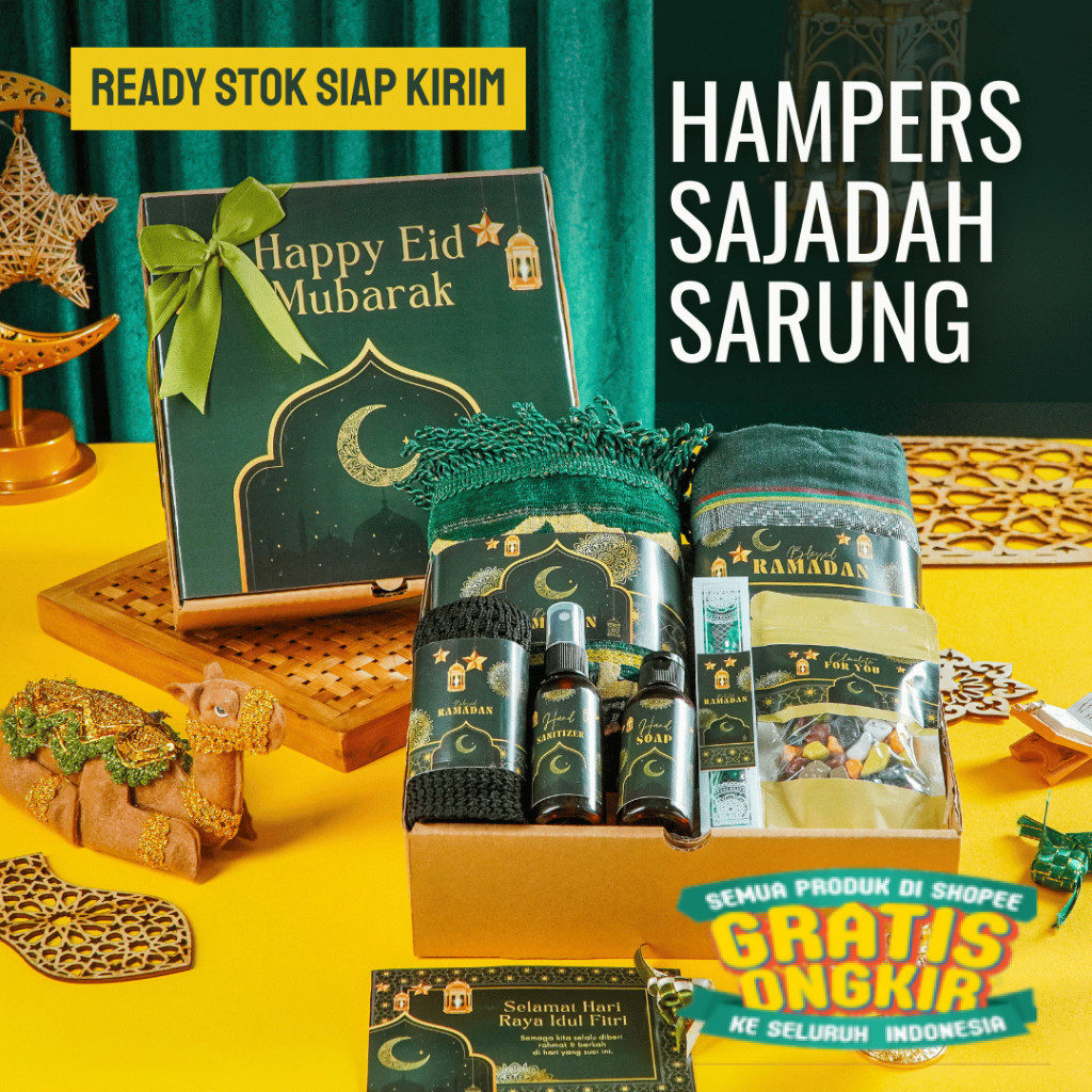 

Hampers Ramadhan Sajadah Sarung | Hampers Idul Fitri Peralatan Alat Sholat Sarung Sajada Muslim Parcel Coklat ied eid mubarok Kado sarung laki laki Ayah Hampers Ramadan cowok/ New kado