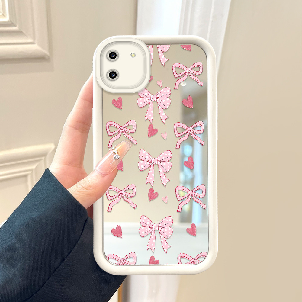 Casing Hp Untuk Realme C11 Phone Case Cesing Soft Cover Pink Bow 8299 Mode Mirror Kesing JZ Cream Ca