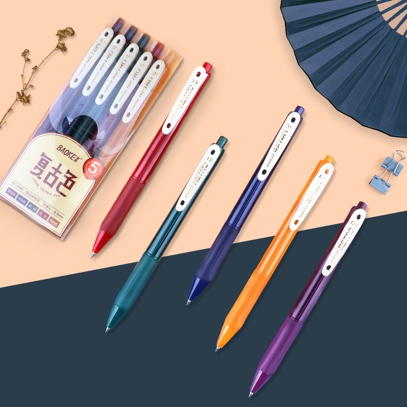 

BAOKE Retracable Gel Pen / Pulpen Gel Cetak 0.5 mm Warna Pastel Isi 5 pcs PC3848