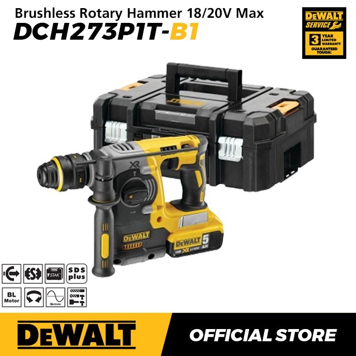 Mesin Bor Bobok Beton Dewalt Brushless Rotary Hammer Bor Beton Baterai 18/20V Max DCH273P1T-B1 DCH27