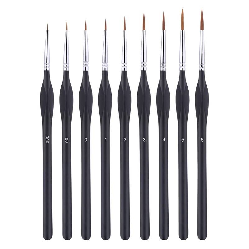 

Y1UB 9Pcs Miniature Paint Brushes Detail Fine Tip Brushes Set with Ergonomic Handle