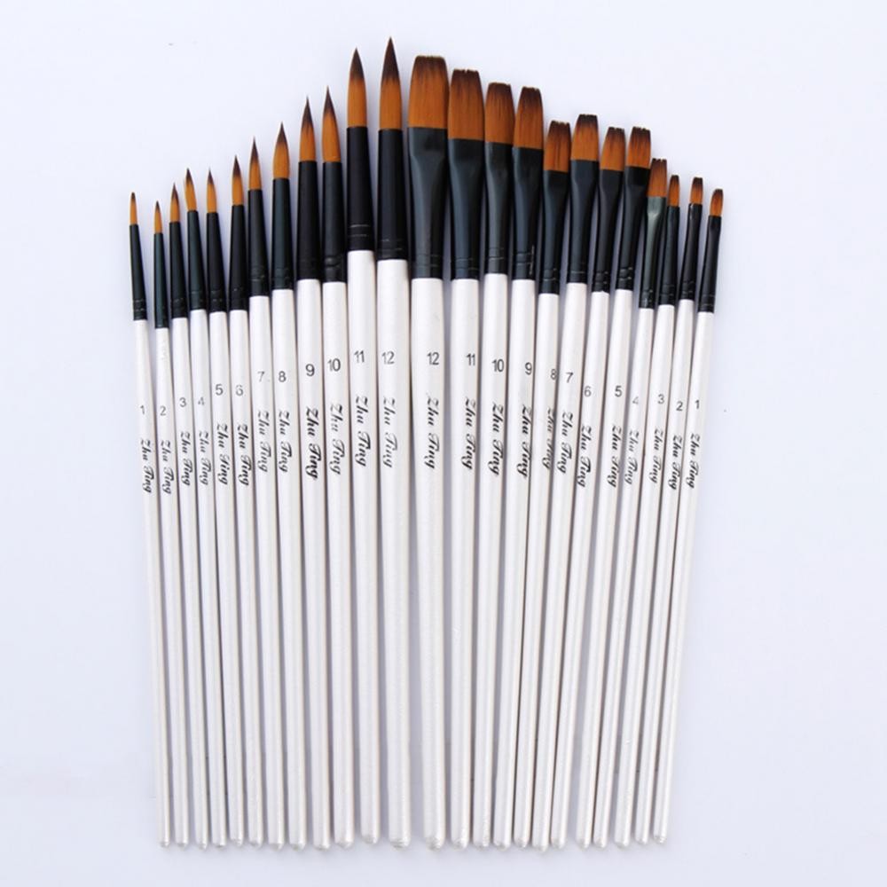 

12Pcs Nylon Hair Wooden Handle Watercolor Paint Brush Pen Set DIY Oil Acrylic Painting Art Paint Brushes Watercolor Painting Pen