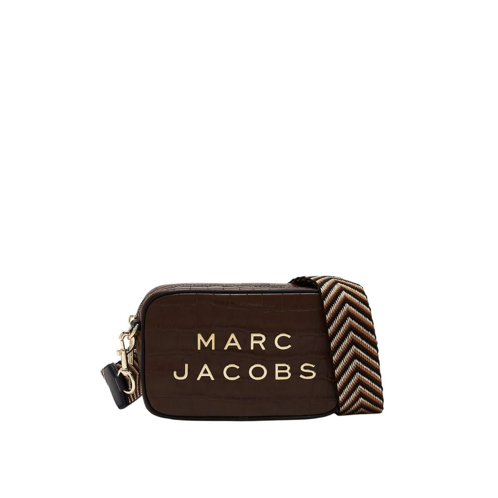 MARC JACOBS Croc Embossed Flash Camera Bag Dark Brown