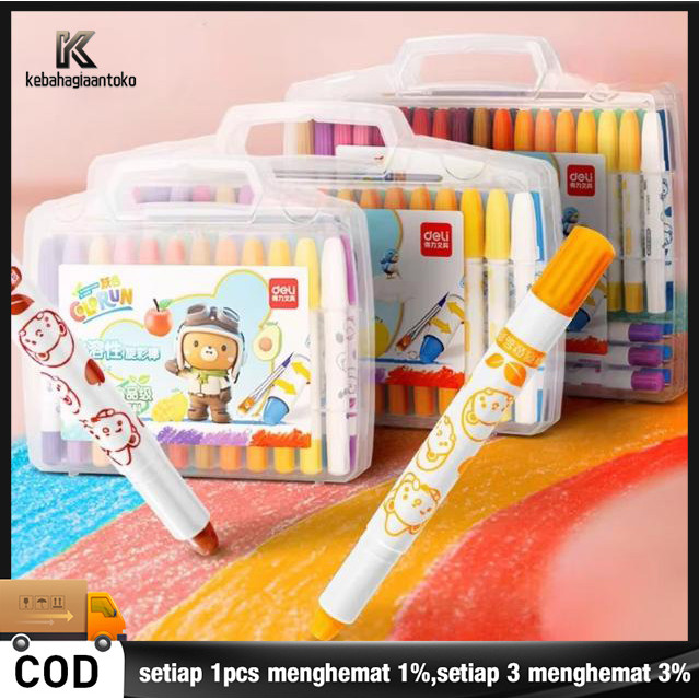 

Crayon Grasp Mata Sedang 24 Warna Krayon Lembut Water Soluble Crayon