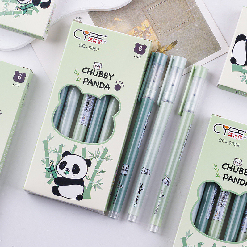 

-SS- PULPEN CAIR DENGAN TIP 0.38 MM SUPER RUNCING MOTIF PANDA CHUBBY KAWAII MATCHA THEME TINTA HITAM