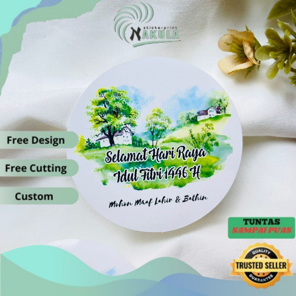 

NKL 2-4 Cetak Sticker Label Bulat Idul Fitri Stiker Lebaran Toples Label Kue