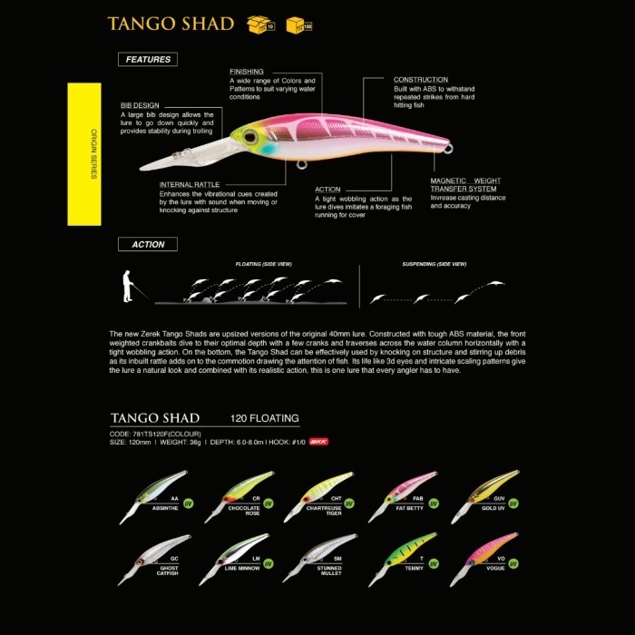UMPAN ZEREK TANGO SHAD FLOATING MINNOW 89MM - 120MM - 130MM - 89MM/CHT