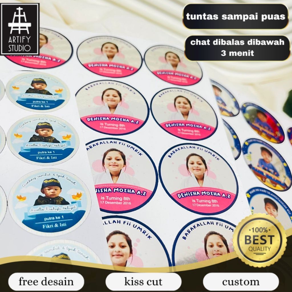 

Artify 2-4 Stiker Gold/Silver Ulang Tahun Anak Bentuk Bulat Label Sticker Undangan Happy Birthday