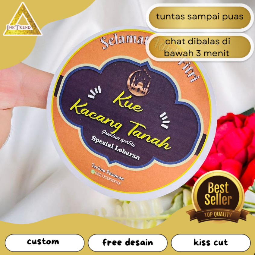 

INKA 2-4 Print Sticker Kecil Bulat Cookies Idul Fitri Stiker Chromo Kue Kering Lebaran Custom
