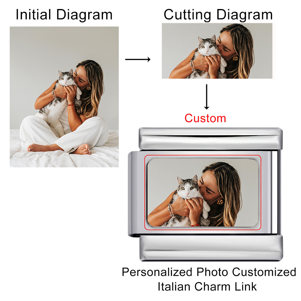 

Personalization Customized Picture Photo Logo Message 1pc Italian Charm Link Fit 9mm Stainless Steel Bracelet DIY Beads Jewelry