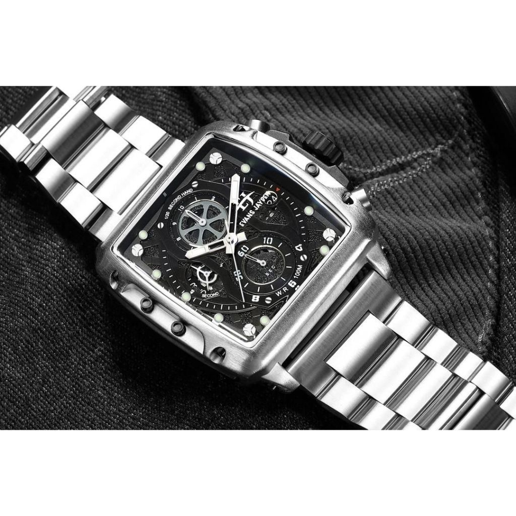 Terlaris Evans Jayden Jam Tangan Pria 9550 Rantai Stainless Steel Chrono Water Resistant