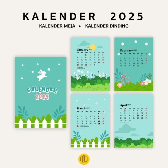 

Andma Kalender 2025 Dinding Meja Motif Taman Aesthetic - Meja