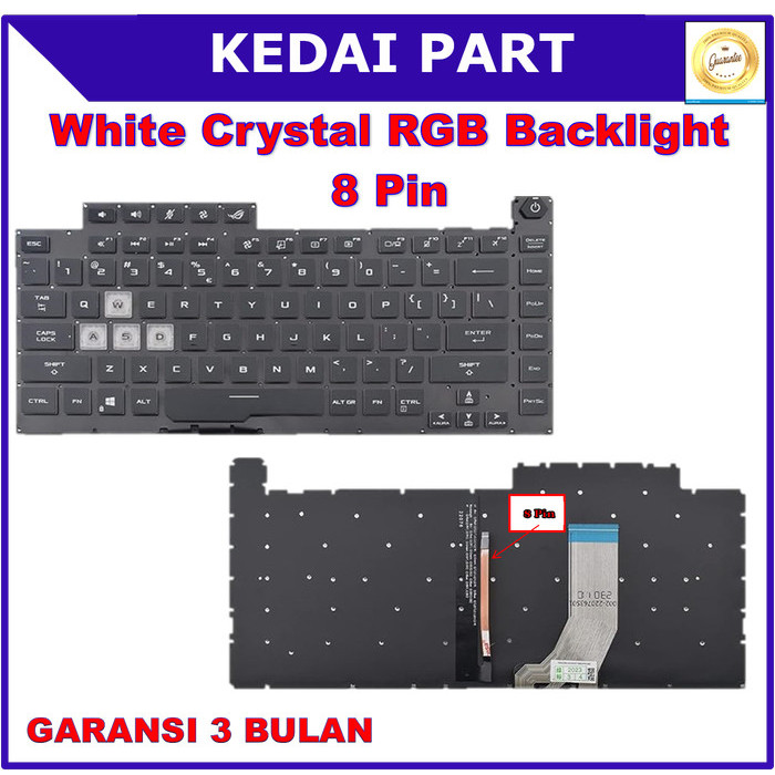 Keyboard Asus ROG Strix Scar III G531 G531G G531GV G531GD Backlight Backlite 8 Pin