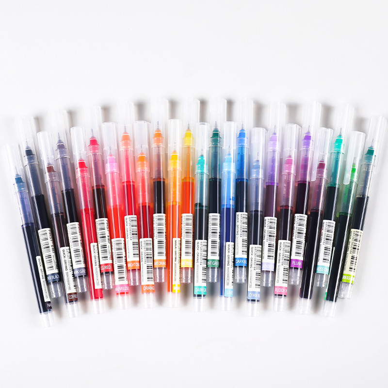 

24Colors/set High Quality Needle Type Gel Pens Straight Liquid Ballpoint Pen Stationery School Office Supplies Writing