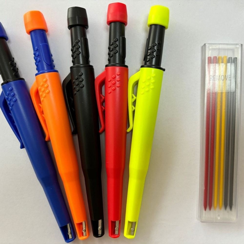 

Solid Carpenter Mechanical Pencil One-piece design Pen Cap With Sharpener Woodworking Construction Pencil Stationery Supplies