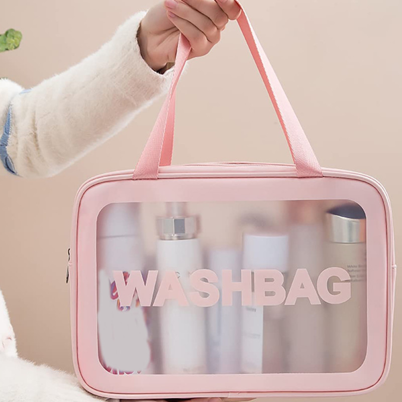 

Portable Transparent PVC Makeup Bags Women's Waterproof Cosmetic Bag Travel Washing Toiletry Shower Storage Bag Pouches